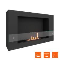Биокамин SteelHeat WALL LONG 900 LITE черный, стекло