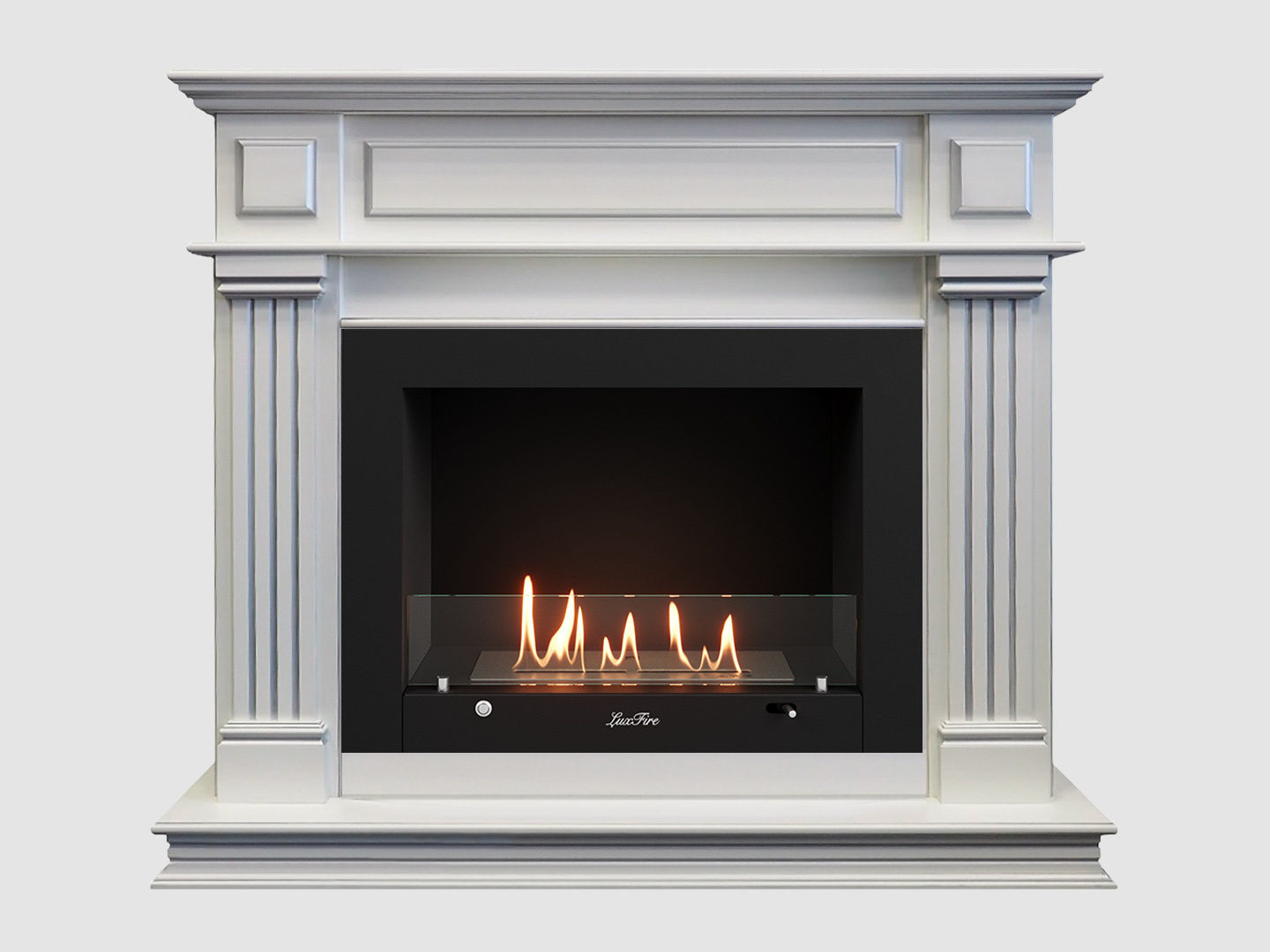 Каминный портал МДФ "Амелия 1050" с биокамином Lux Fire "Фаер Бокс 3 - 25.5" (белый) Каминный портал МДФ "Амелия 1050" с биокамином Lux Fire "Фаер Бокс 3 - 25.5" (белый) по цене 90 500 руб.