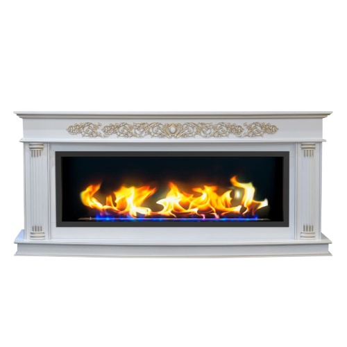 Биокамин в линейном портале "Русский огонь" Милан Люкс с защитным стеклом