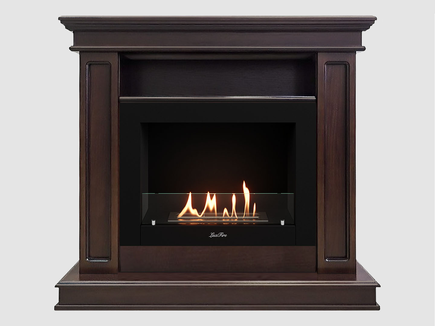 Каминный портал МДФ "Раймонд 1250" с биокамином Lux Fire "Фаер Бокс 2 - 33" (темный орех) по цене 83 900 руб.