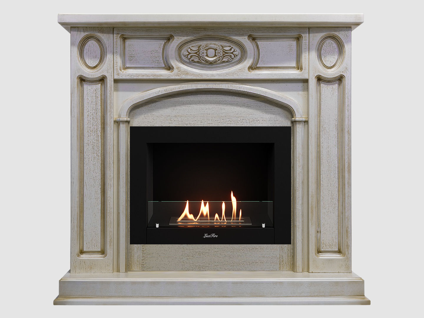 Каминный портал МДФ "Флоренция 1400" с биокамином Lux Fire "Фаер Бокс 2 - 30" (бежевый) по цене 84 100 руб.