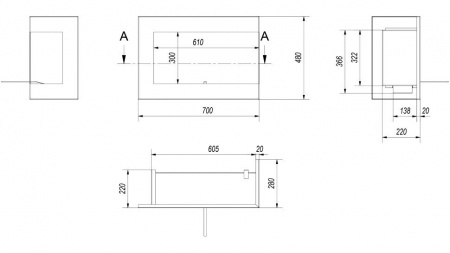 Биокамин Kratki DELTA/P/700 угловая, TUV по цене €684